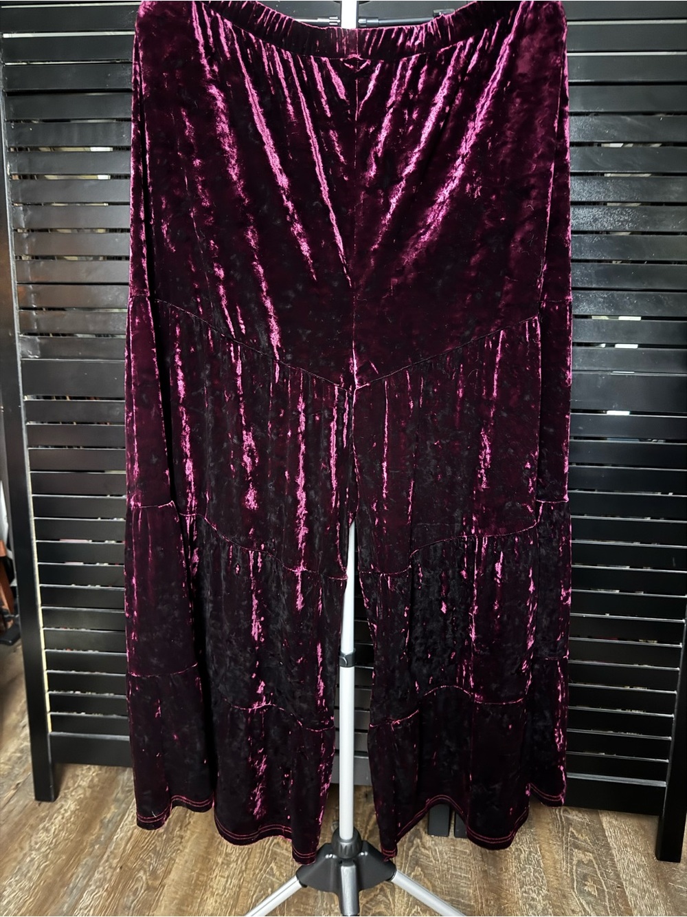 Natural Life Velvet Wide-Leg Pants in Deep Plum